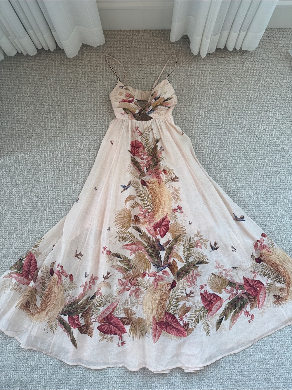 Zimmermann Ascension Twist Front Dress in Cream Palm Floral NWT - Size US 6 - Picture 3 of 13